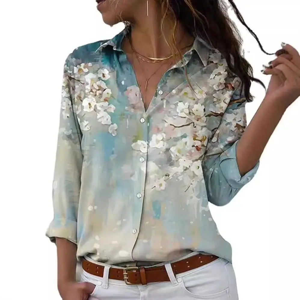 Tessuto da donna stampato lungo Sve irt con risvolto, vestibilità ampia, in poliestere, per pendolari, collezione primaverile Faion Ladies' irt