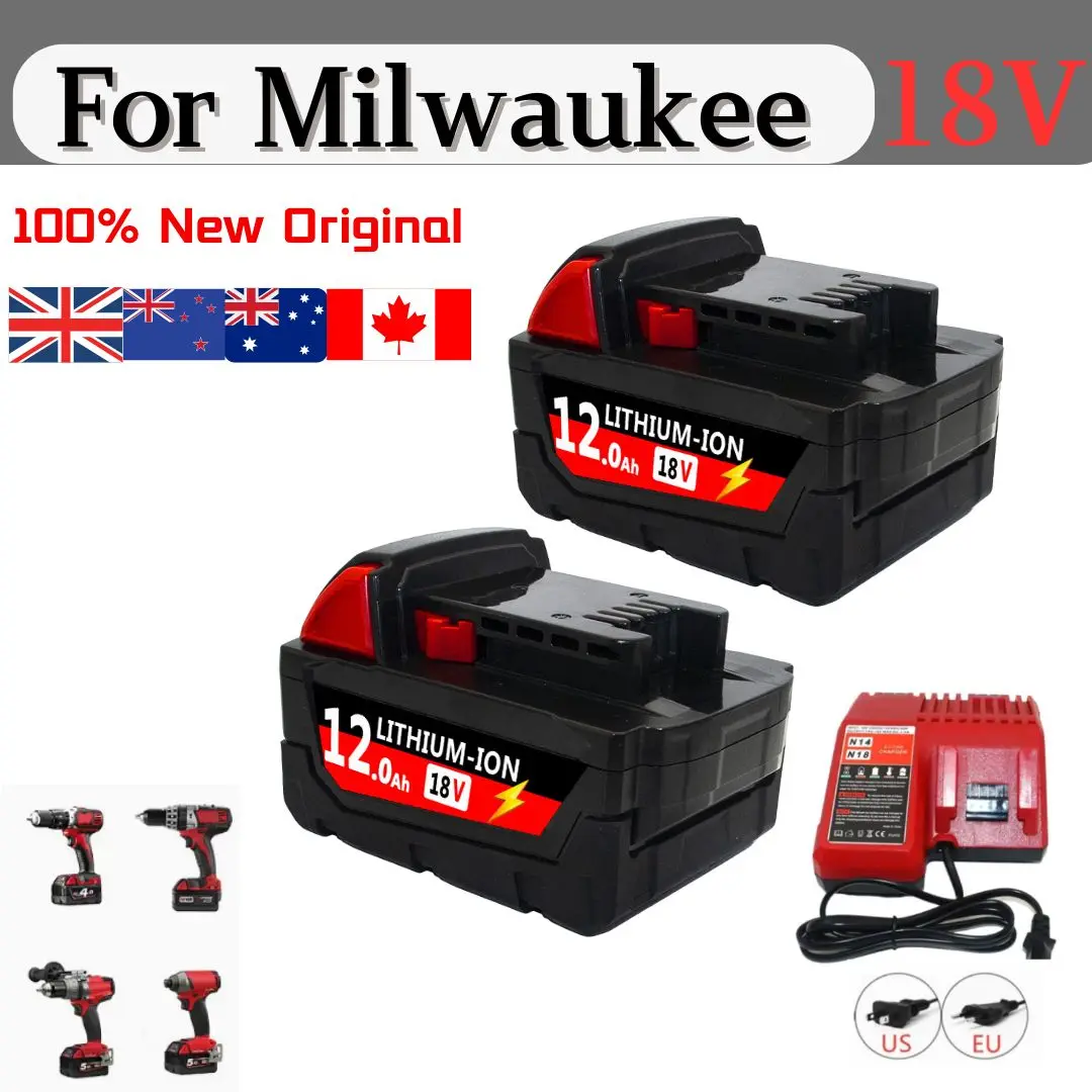 

for Milwaukee 18V 12.0Ah Replacement M18 XC Lithium Battery 48-11-1820 48-11-1840 48-11-1860 48-11-1850 Rechargeable Batteries