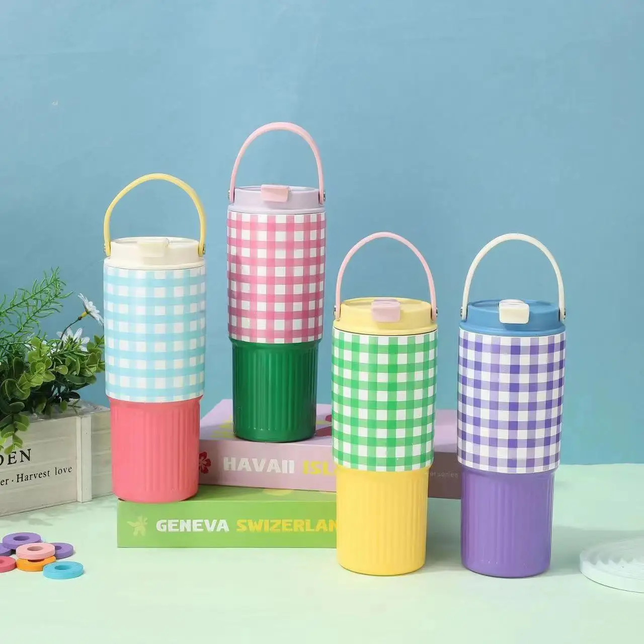 

30oz Car Cup 304 Stainless Steel Thermos Vacuum Flasks Bingba Cups Portable Car Portable Double Drinking Straw Water Bottle