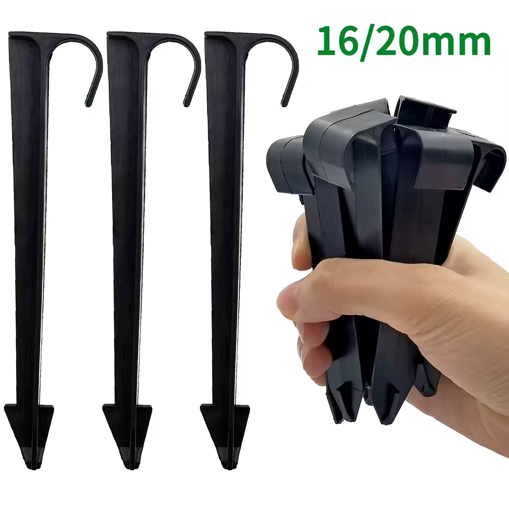 WUJIE 50PCS 16mm 20mm Pipe Hose Holders C-type Groud Stake for 1/2 3/4 PE Tubing Drip Irrigation Garden Water Fittings Brackets