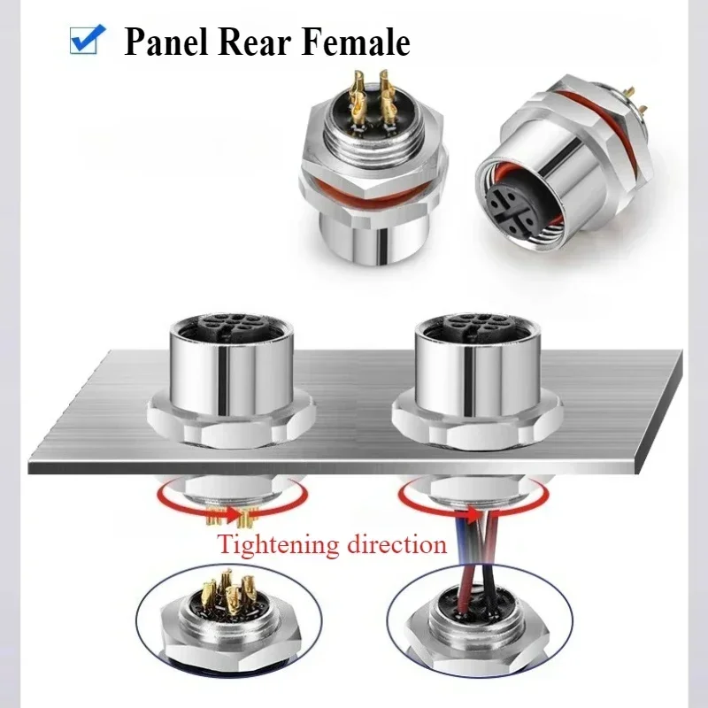 مقاوم للماء M12 4 5 8 12 دبوس مقبس الطيران مع سلك 20 سنتيمتر IP68 ذكر موصل سالب كابل مفتوح 12 مللي متر/16 مللي متر لوحة جبل مآخذ