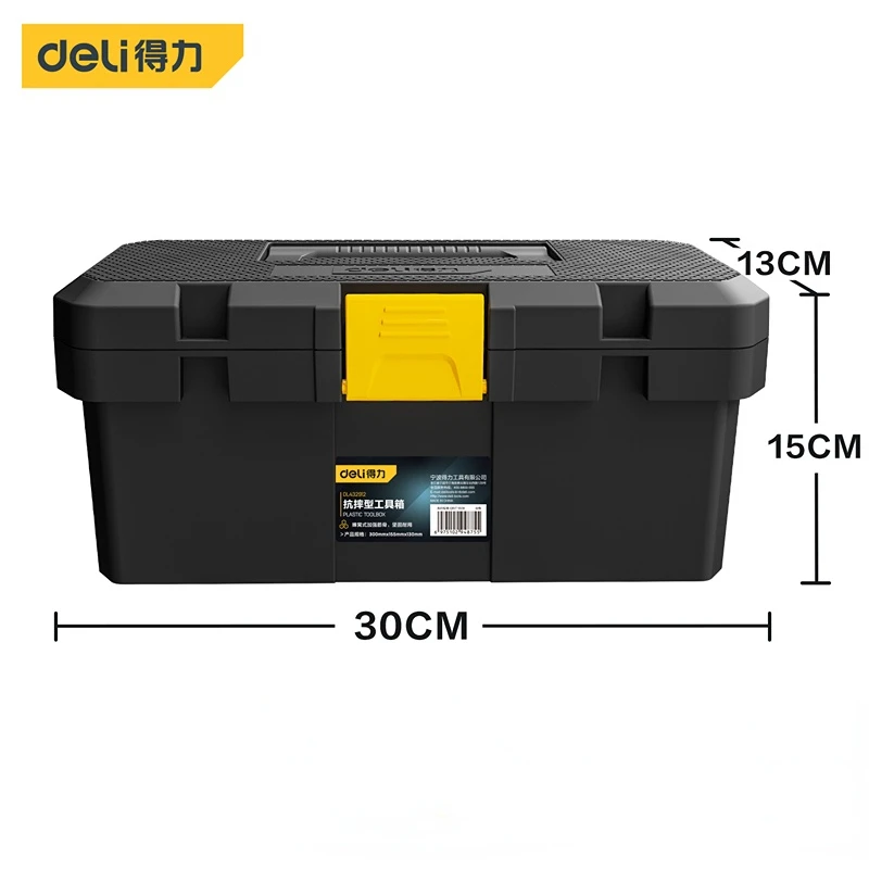 Deli 1Pcs Double Layer Household Tool Box Organizer Case Multifunctional Hardware Tool Storage Box Plastic Electrician Toolbox