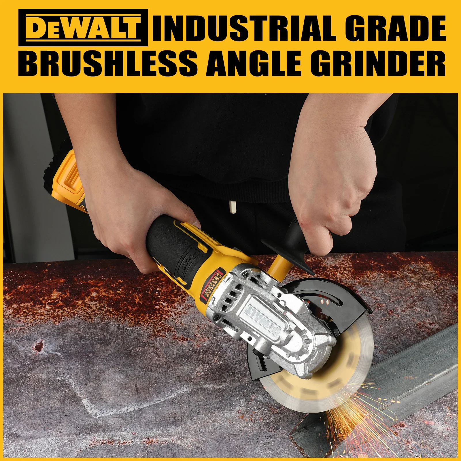 DEWALT DCG405 125mm Brushless Flat Head Angle Grinder, Bare Machine Tool Cutting Machine, 20V Lithium Battery, British Standard