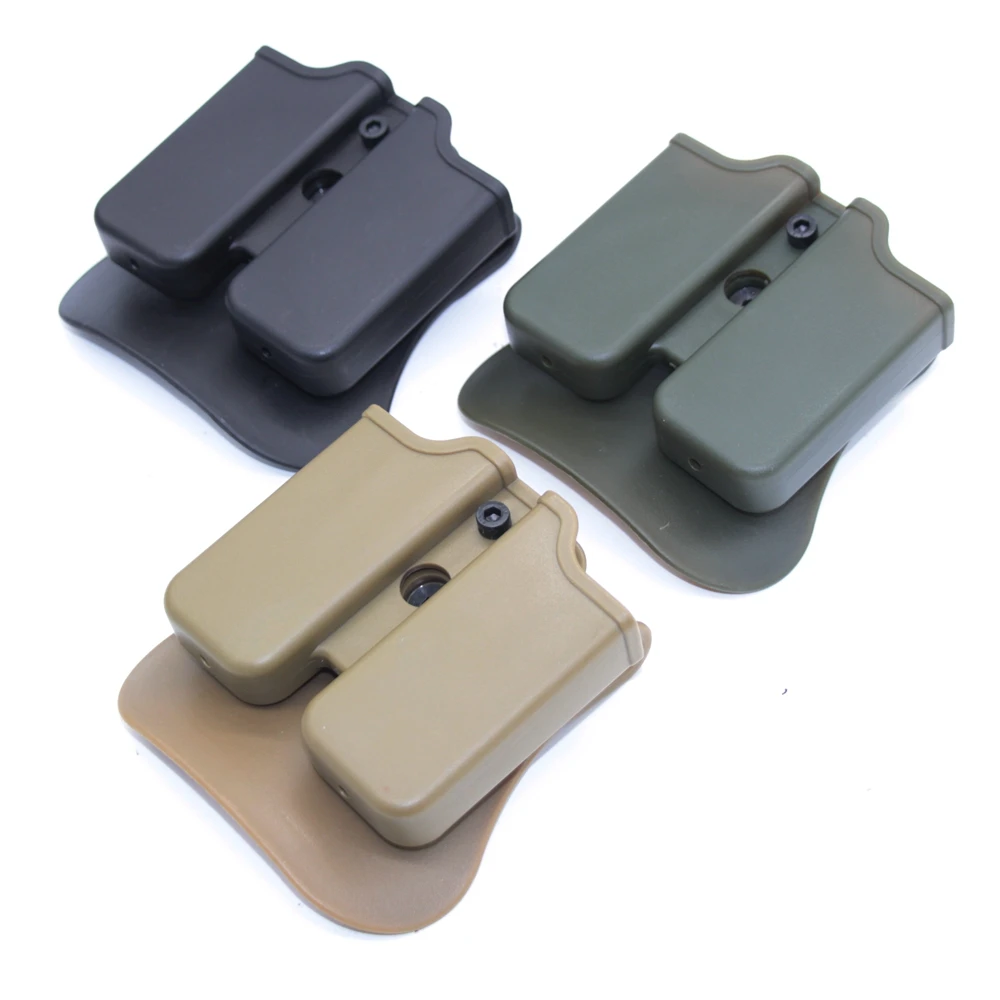 Double Pistol Mag Magazine Pouch Case Glock 1911 Makarov Beretta 92Fs Tactical Belt Mag Holder 9mm .45 Hunting Accessory