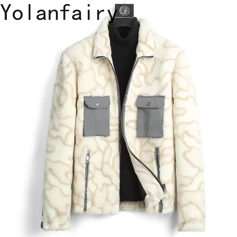 

YOLANFAIRY 30% Wool Coats for Men Autumn Winter 2025 Granular Woolen Jacket Korean Fashion Short Warm Fur Coat Casaco Masculino