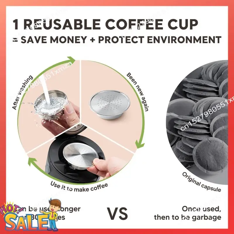 ABCL Reusable Coffee Capsules Stainless Steel Refillable Coffee Pods Coffee Spoon And Brush For Senseo HD7801 Coffee Maker Durab