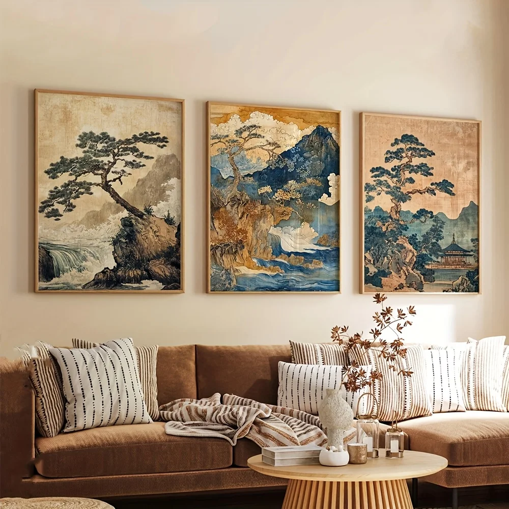 3 teile/satz Japanische Reise Landschaft Leinwand Drucke Poster Lebendige Retro Ästhetik Kunstdrucke Schlafzimmer Wohnkultur Kunst Poster