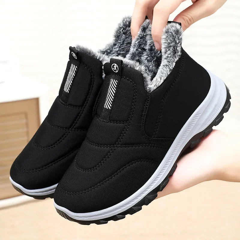 Women's Snow Boots Winter Cotton Shoes for Men Non-slip Plush Fur Thick Ankle Boot Oudoor Hiking Warm Boots Sneakers Women New