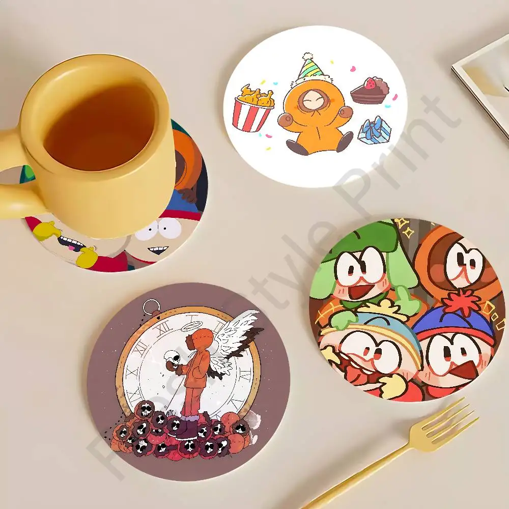 

Funny S-Souths P-Park Wooden Coasters 10cm Round Cosplay Fans Collect Friends Gifts