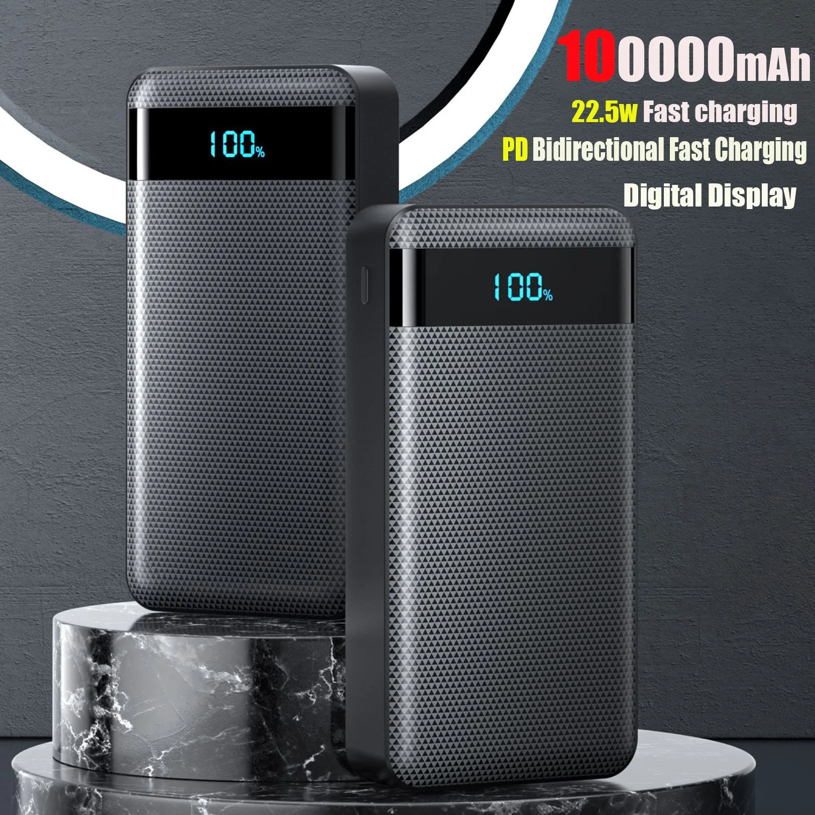 

22.5W Fast Charging Portable Charger Power Bank Ultra Thin 100000mAh Powerbank for iPhone 15 14 13 Pro Samsung Huawei xiaomi