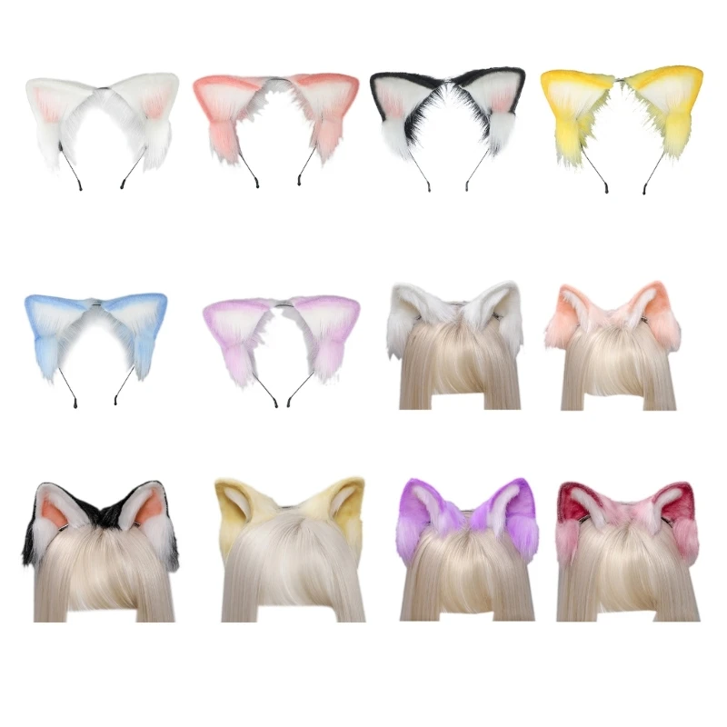 Furry Foxes Ears Cat Girls Cosplays Hair Accessories  Plush Animal Ear Headwear Hair Clip Animal Role Playing