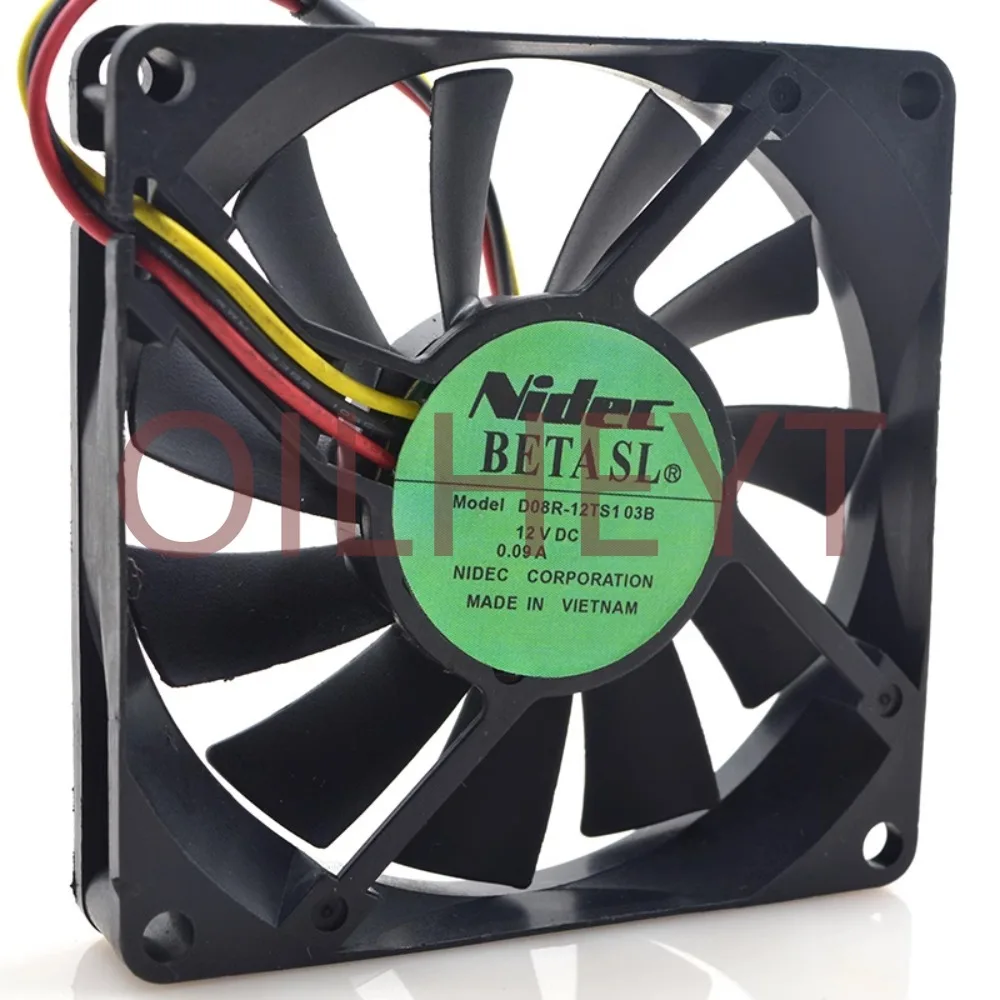 For NIDEC D08R-12TS103B 8015 12V 0.09A 8CM 3-wire Ultra-quiet Cooling Fan