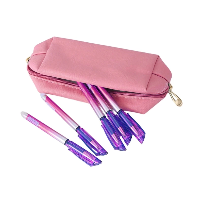 PU 필통 더블 지퍼 펜 케이스 PU 필통, 화장품 정리함