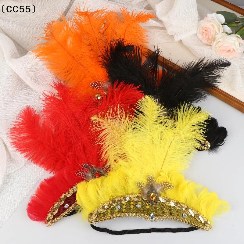 

Праздничный головной убор для вечеринок и танцев, повязка на голову с разноцветными перьями, декоративные аксессуары для головы〔CC55〕