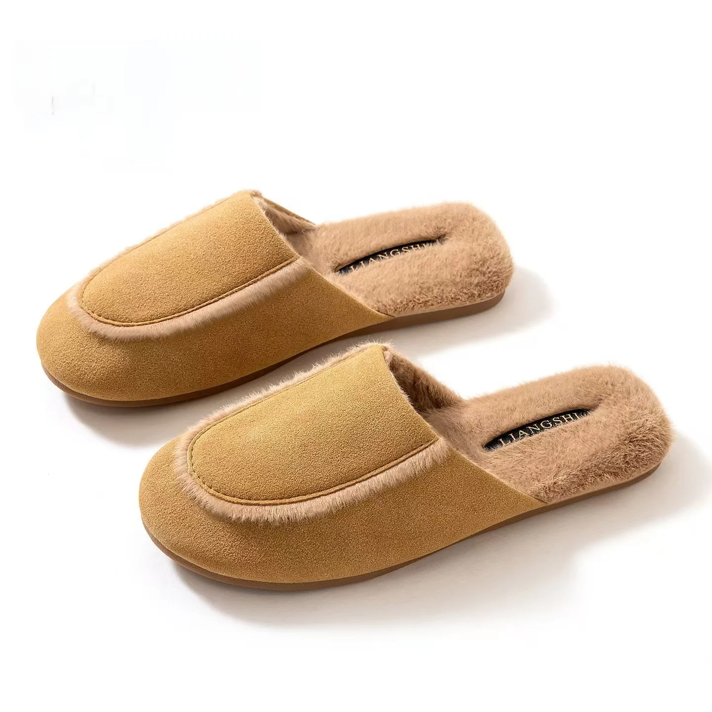 

Women Winter Leather Baotou Cotton Slippers Soft Sole Non Slip Fuzzy Keep Warm High Quality Home Slippers Floor Silent Slippers