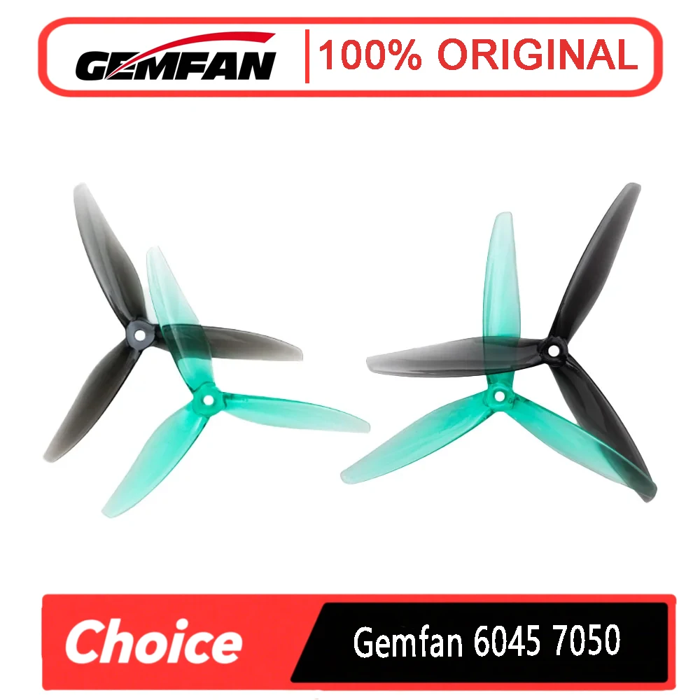 

2 пары пропеллеров Gemfan Hurricane (6045 6 дюймов/7050 7 дюймов) 3-лопастной ПК, для мультироторных FPV фристайла дальнего действия дронов DIY Запчасти
