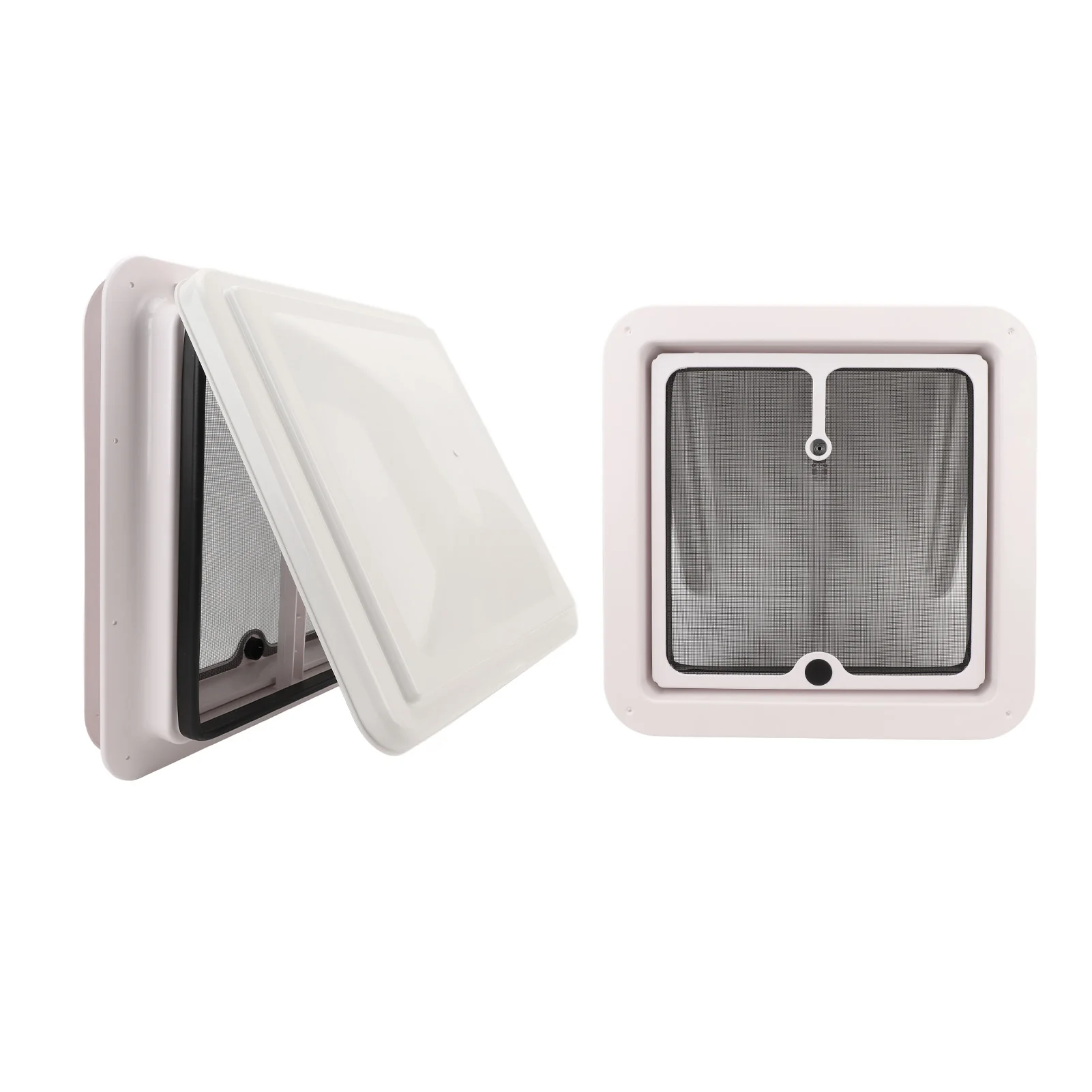 

RV Roof Vent 13.39x13.39in White Motorhome Ceiling Ventilation Lid with Screen and Support Rod for Trailer Caravan Camping
