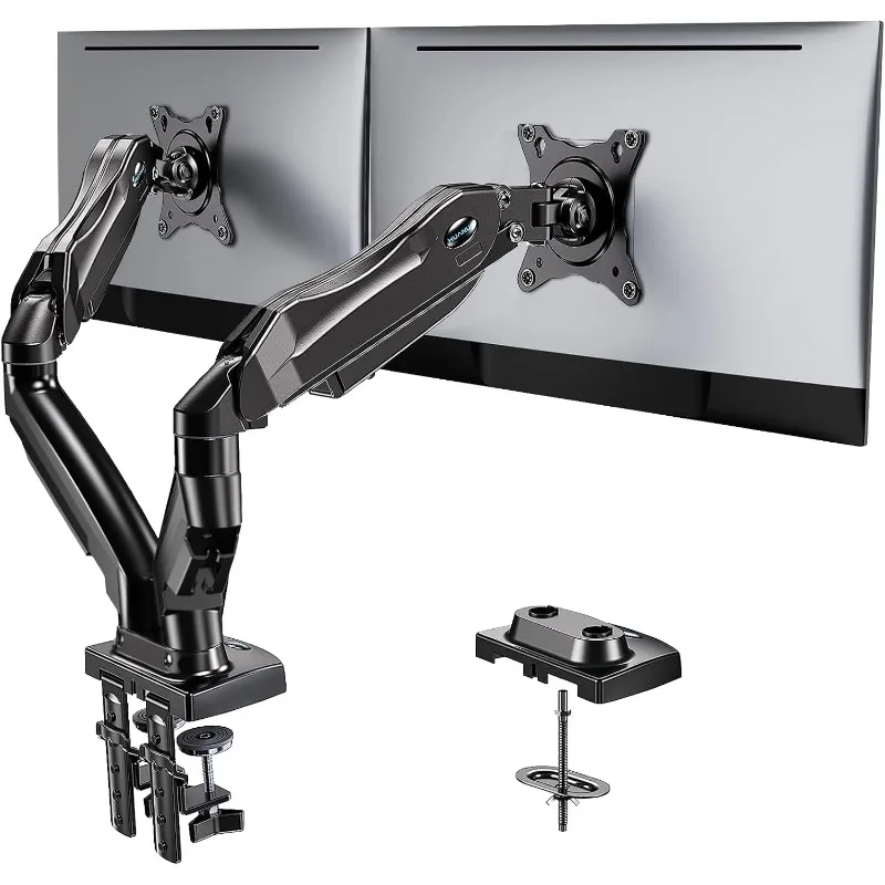 

Dual Monitor Stand Full Adjustable Monitor Mount Swivel Vesa Bracket with C Clamp, Grommet Mounting Base