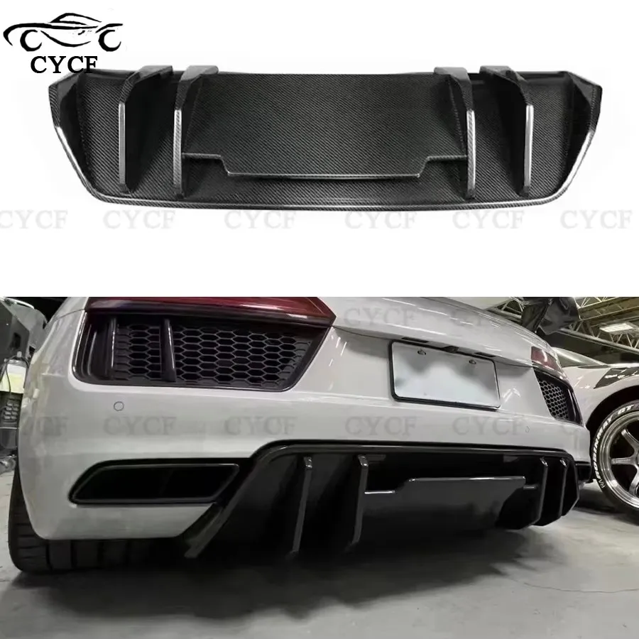 For Audi R8 2017-2019 Carbon Fiber Rear Lip Diffuser Back Bumper Spoiler Small encirclement upgraded body kit