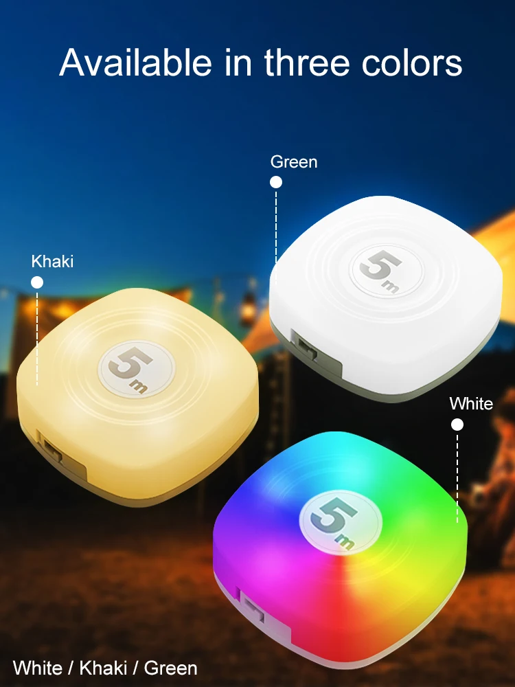 GGbingo Smart APP LED Camping Strip Night Light Outdoor Portable Waterproof Rechargeable RGB Christmas Decoration Mood Lamp