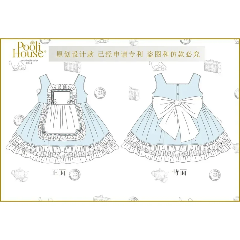 Girls Lolita childen's tutu dress sleepveless blue princess dress festive birthday clothes girls party dresses