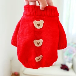 Winter Cartoon Bear Cat Dog Clothes Warm Christmas Sweater For Small Yorkie Pet Clothing Coat Knitting Crochet Outfits