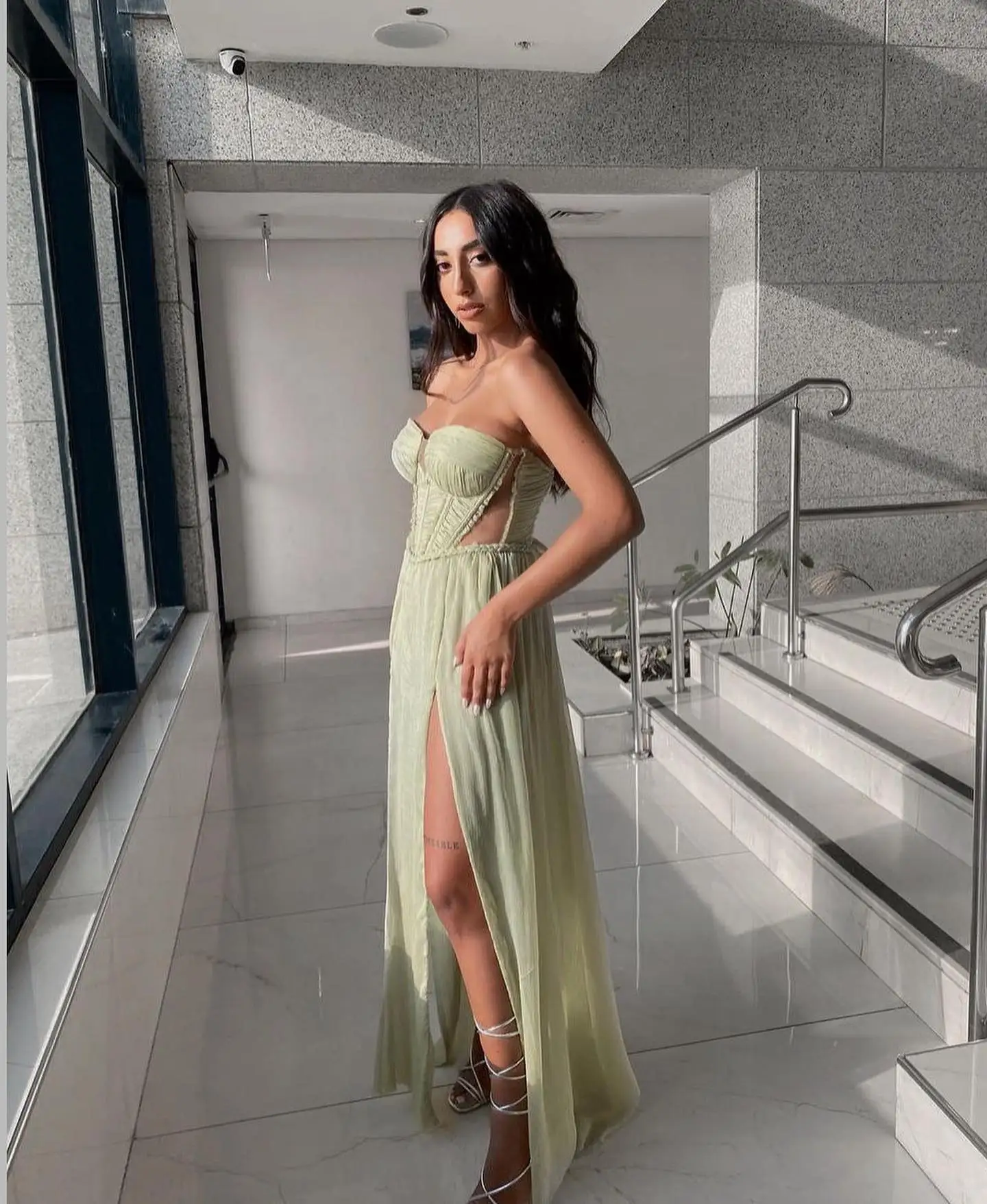 Booma Green A Line Sexy Prom Dresses Lieverd Strapless Been Split Party Avondjurken Vieren Evenementen Jurken Voor Vrouwen 2023