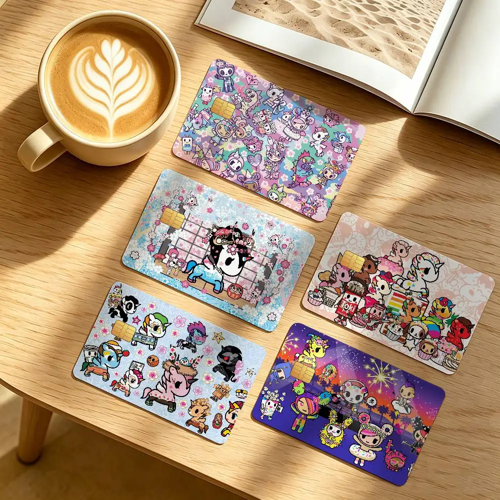 Fashion T-Tokidoki-S 4Pcs Waterproof Scratch Resistant Card Skin Stickers Fashion Decorative for Credit Debit Bank