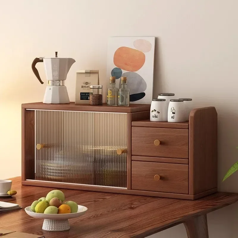 

Shelf Desktop Dust Rack Cup Holder Seasoning Dishes Storage Cabinet Countertop Multifunctional Desk Locker Side Cabinet