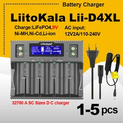 1-5PCS LiitoKala Lii-D4XL 32700 26650 18650 21700 18500 14500 16340 AA AAA 3.2V/3.7V/1.2V/9V Li-ion Ni-MH Smart Battery Charger
