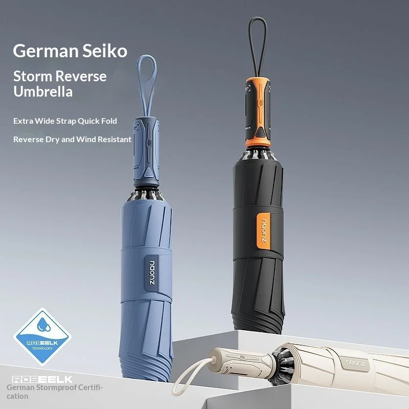 

Automatic Reverse Fold Umbrella Step-Close Large Windproof Durable Car-Friendly All-Weather Sun/Rain