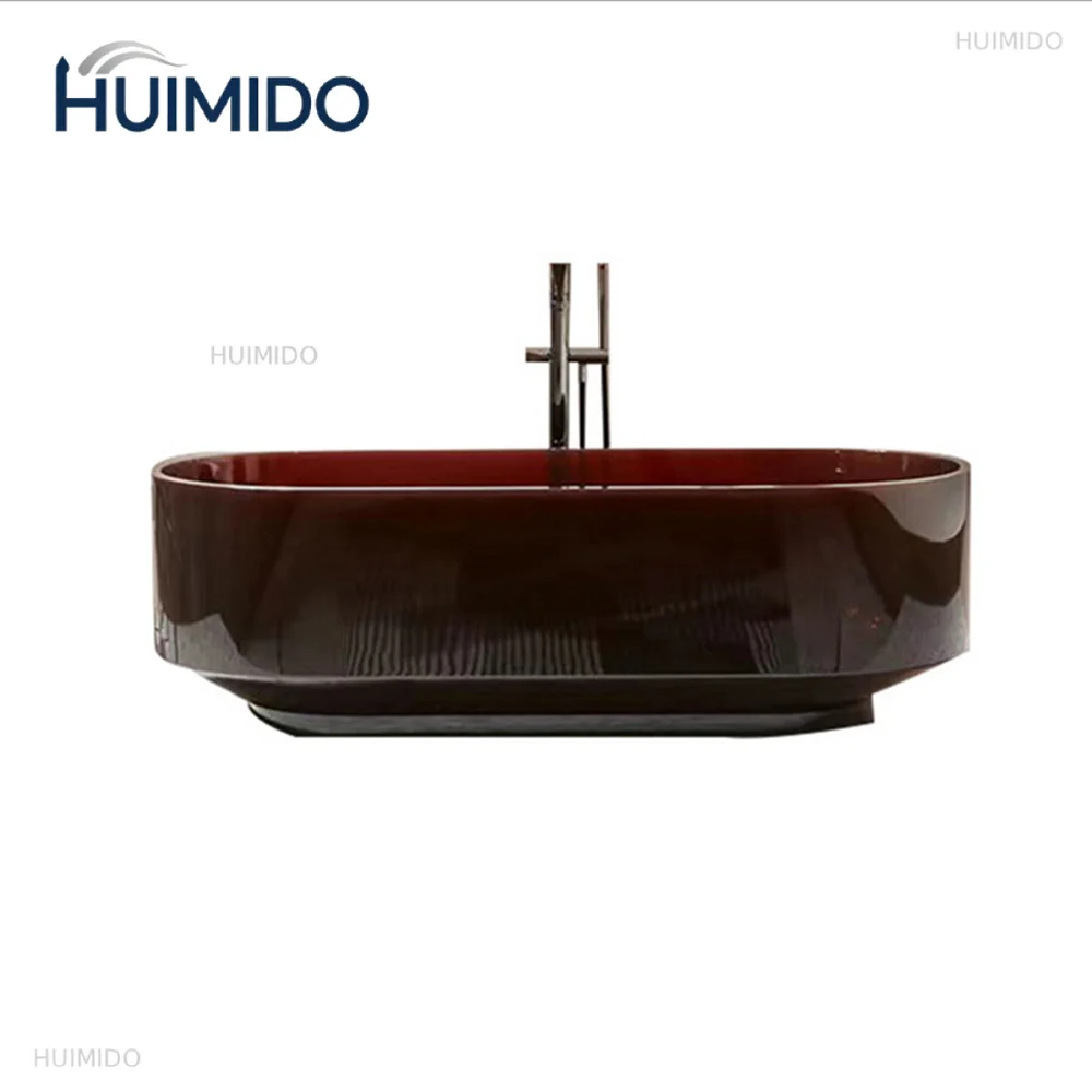 1700x750x580MM Advanced Resin Freestanding Bathtub Colourful Transparent Deep Cafe Pedestal Tub RS075B