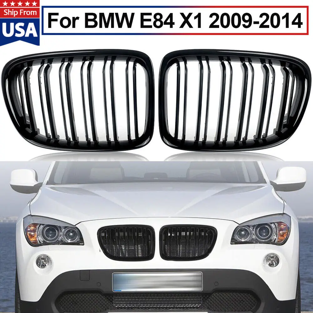 

Gloss Black Dual Slats Front Kidney Grill For 2009-2015 BMW X1 E84 xdrive28i 35i