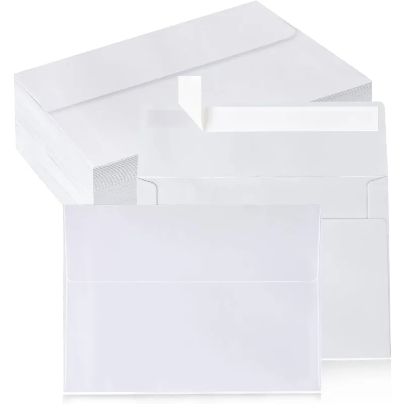 

100 Pack 5x7 , A7 Printable White Envelopes, for Weddings, Invitations, Photos, Postcards, Greeting Cards, Mailing