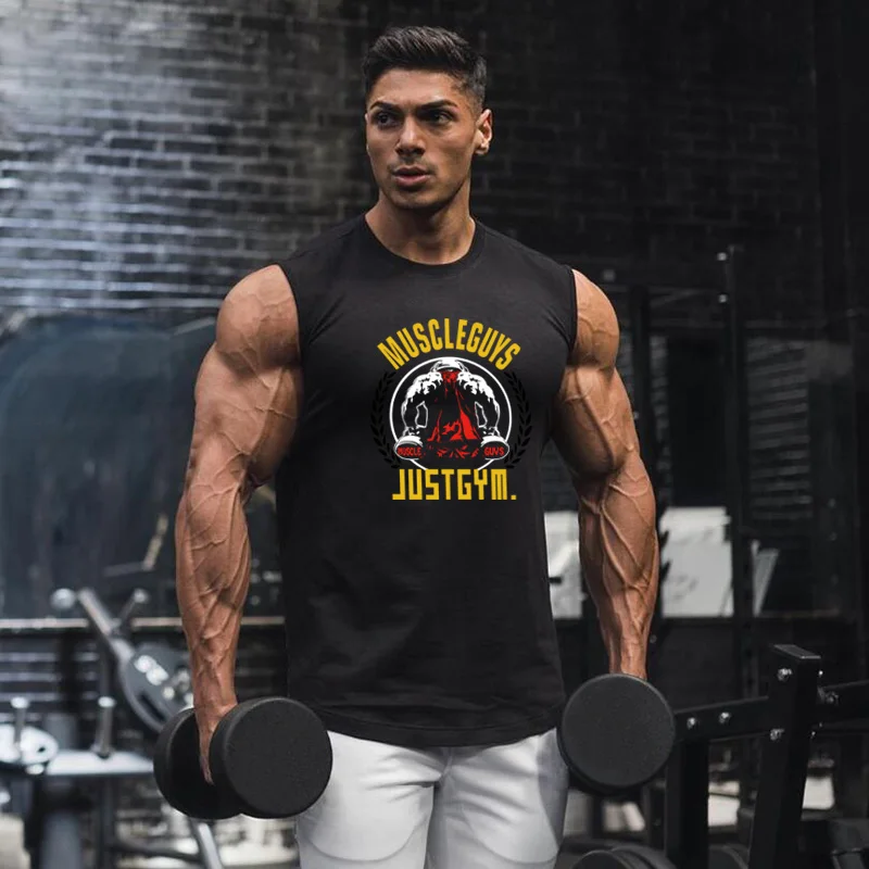 

Mens Fitness Tights Compression Sleeveless Shirts Gym Bodybuilding Workout Muscle Vests Summer Cotton Breathable Sport Tank Tops