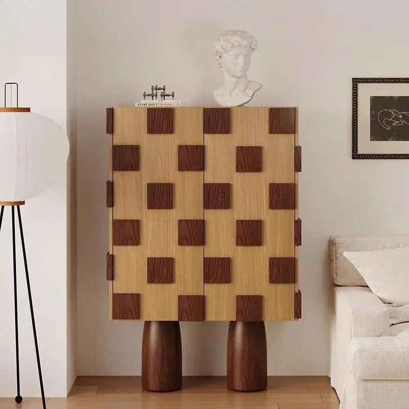Furniture Modern Art Decorative Furniture Solid Wood Display Cabinet 2 Door Wine Cabinet Console Living Room High Cabinet