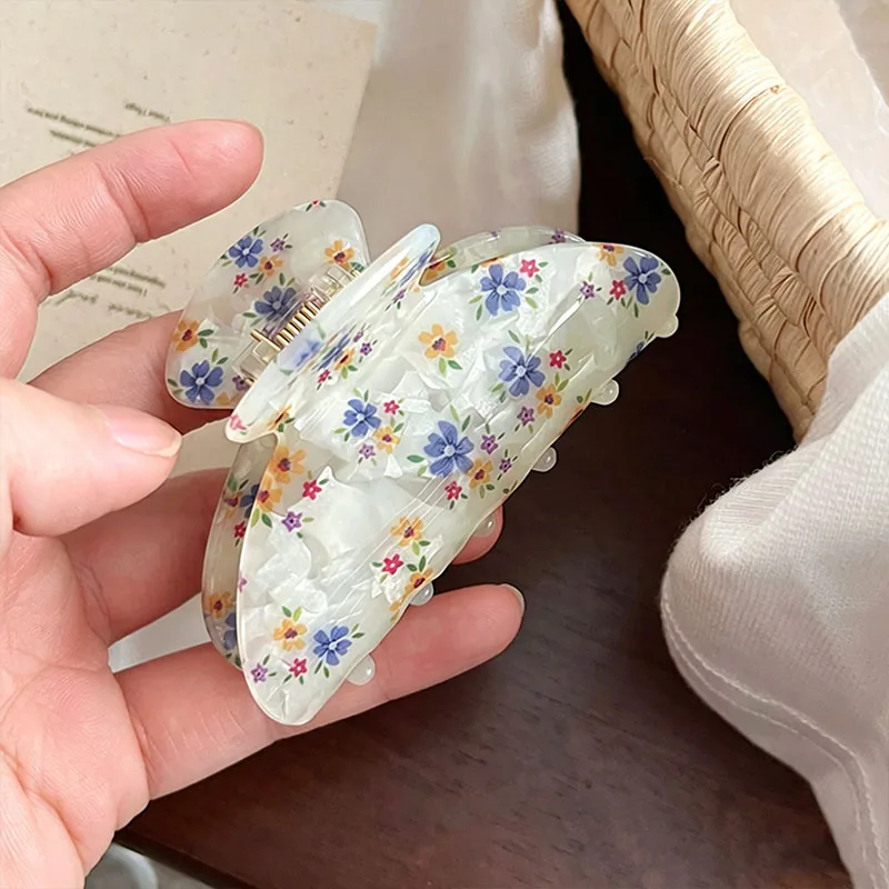 

Korean High Quality Acetate Floral Patterns Hair Claw For Women Girls Sweet Hair Ornament Claw Clip Hair Clip Hair Accessories
