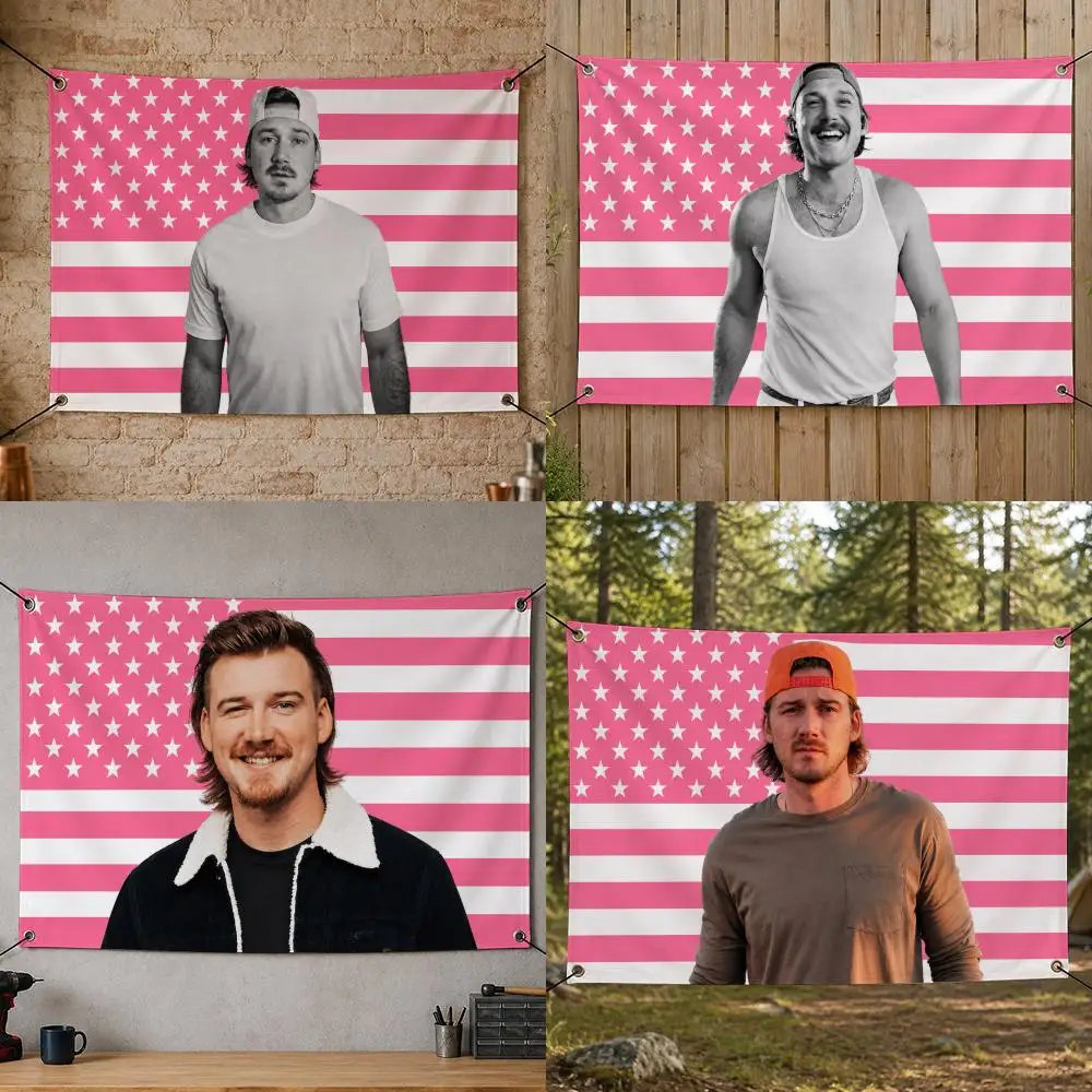 Singer Country M-Morgan Wallen Flags Flag Banner for Bedroom Dorm Party Home Living Room Game Room Gift