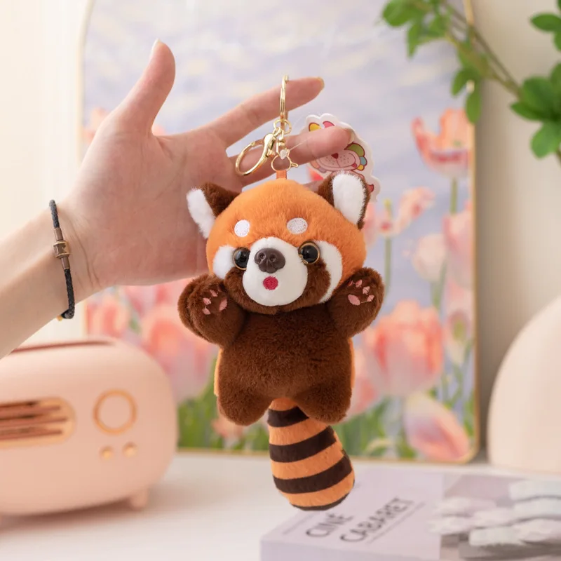 Little Raccoon น่ารักการ์ตูนตุ๊กตา 12.5 ซม.ของเล่นตุ๊กตากระเป๋าเป้สะพายหลัง Plush Key CHAIN ตกแต่งเด็กของขวัญวันเกิด