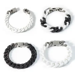 Light Luxury High Sense Ceramic Cuban Chain Bracelet Hip Hop Style Men and Women All Match Personality Fashion Bracelet Jewelry
