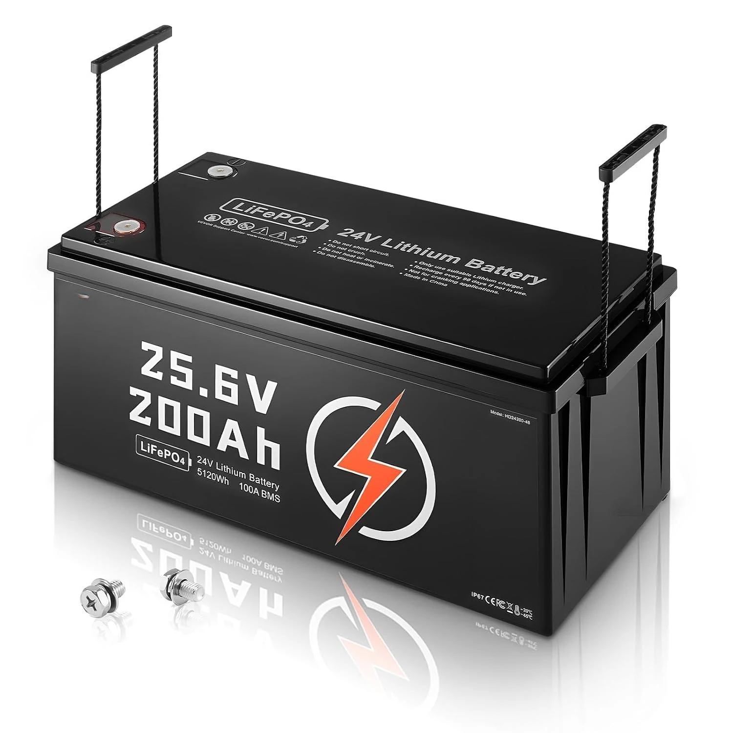 24V 200Ah LiFePO4 Lithium Battery 4000+ Cycles Built-in 100A BMS, Customized