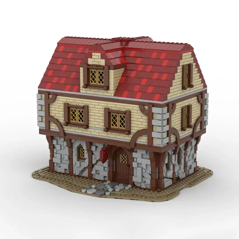 중세 성 모델 Moc 빌딩 블록 중세 호텔 기술 벽돌 DIY 조립 건설 장난감 휴일 생일 선물