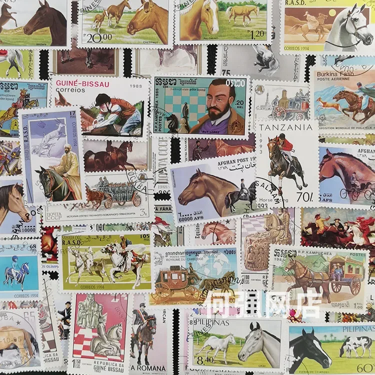 100 Different Horse Stamps Non-repeated Real Used Stamp Collection Post Stamps Postage Stamp Set Postage Stamps Vintage Stempels