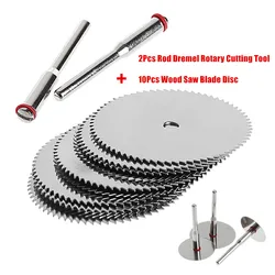 10Pcs/Set Wood Saw Blade Disc + 2 x Rod Dremel Rotary Cutting Tool 22mm/25mm/32mm Drop Shipping Support Quality