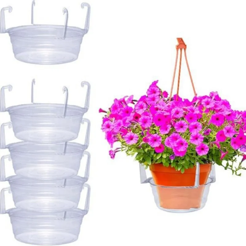 

5 Pcs Hanging Plant Water Catcher Clear Plastics Plant Water Catcher Tray-Hanging Plant Saucers Drip Pans Drip Tray