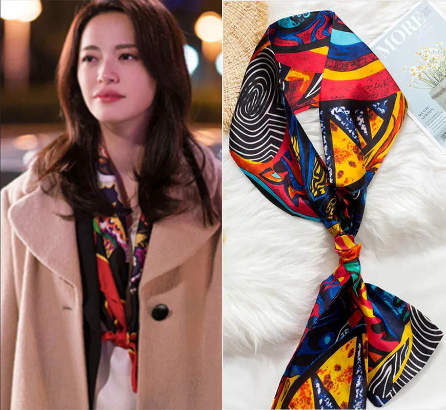 Women 145X15cm Scarf Thin Korean Edition Versatile Thin Narrow Long Scarf Tie Hair Style Scarves Party Gift