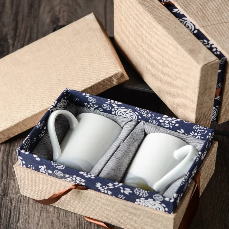 ★Gift Box Ceramic Antique Decoration Storage Packing Box New Diablement Fort One Pot Four Cups Double Cup Gift Box