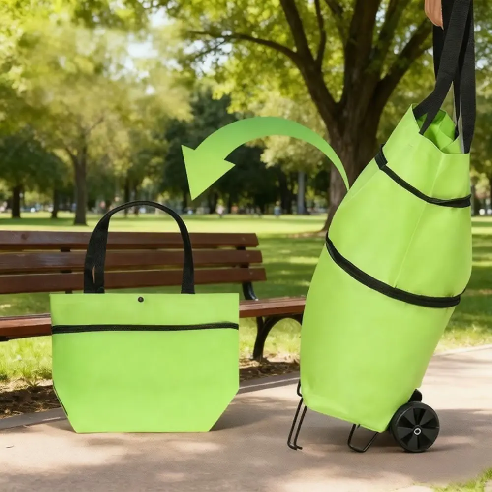 Portable Foldable Shopping Bag With Wheels Large Capacity Collapsible Grocery Cart Utility Trailer Luggage Organizer For Market