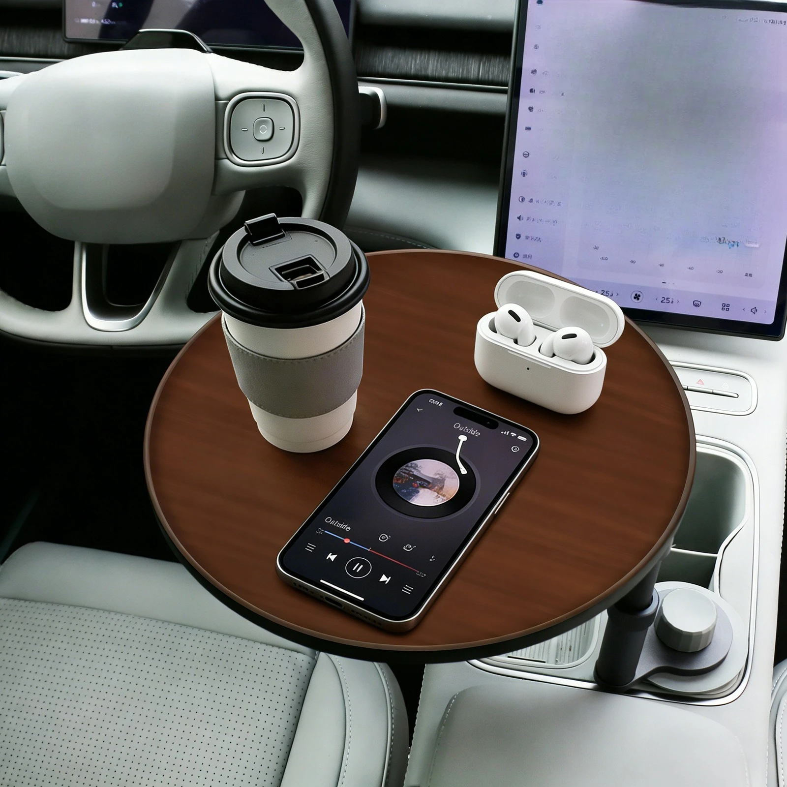 Suitable for Huanxin version Model3/Y/YL car solid wood suspension small table board tea camping accessories