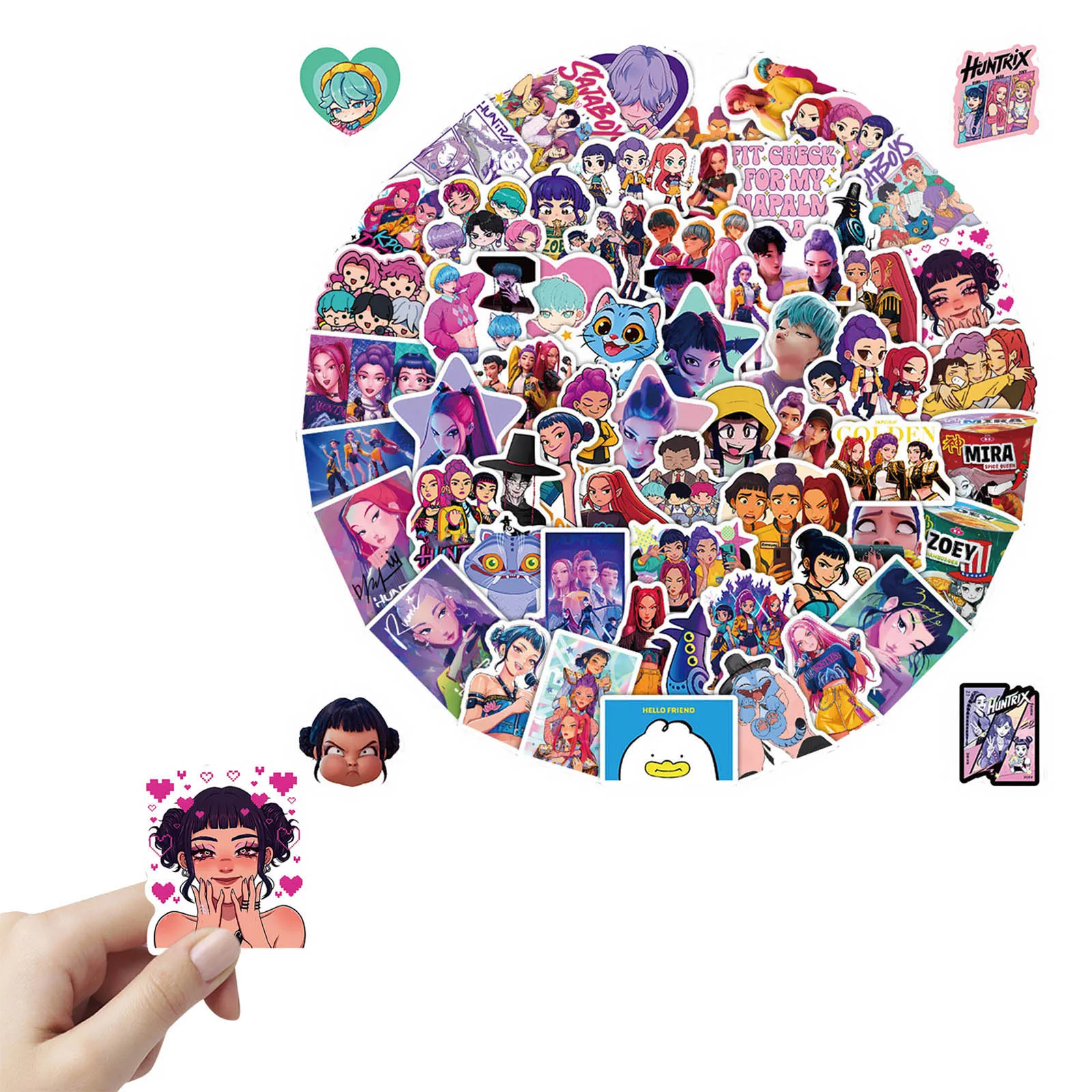 K-popハンターコープステッカーパック104枚フルセット防水ビニールデカールK-popアニメグラフィティDIYスクラップブッキングデコレーション用